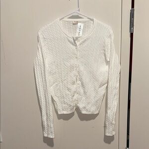 White Cable Knit Cardigan